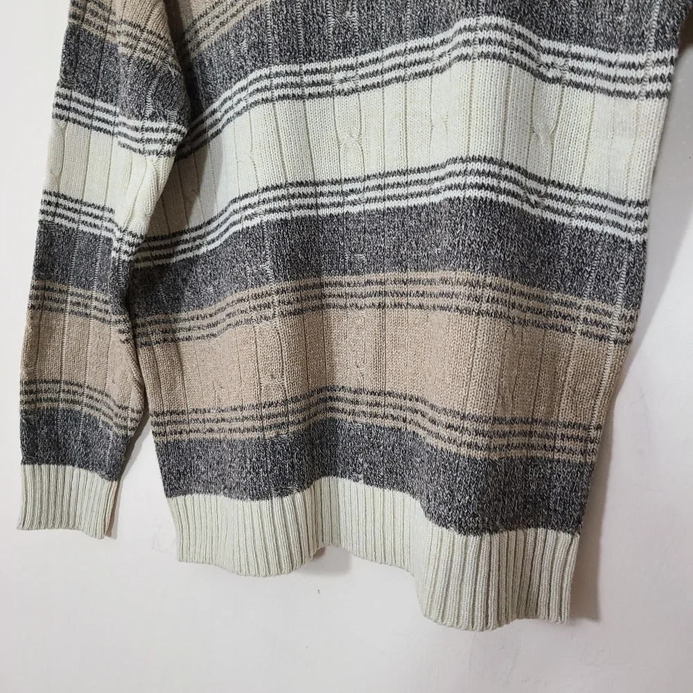 Munsingwear Vintage Mens M Striped Cable Knit Sweater Neutral Grandpacore NWT‎